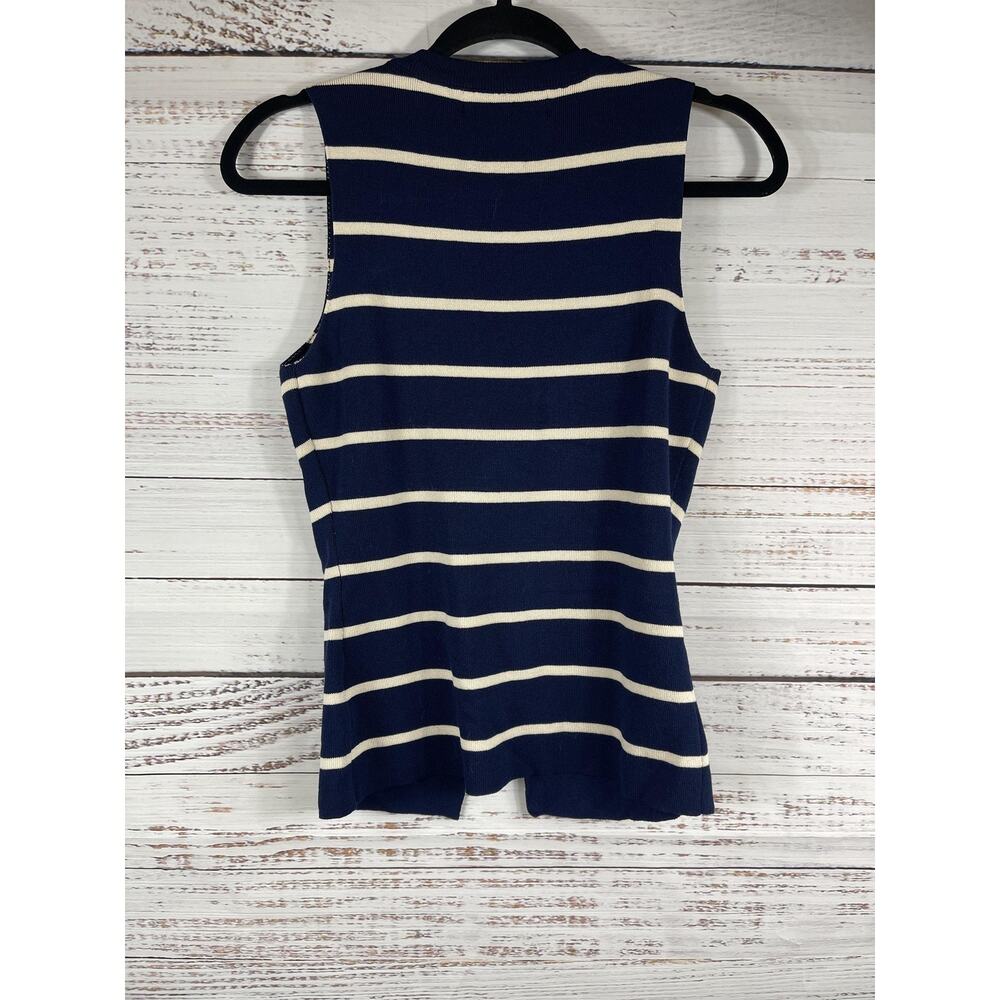 Lizette Collection Sweater Vest Womens Small Blue Striped Button Front Knit - Picture 6 of 8